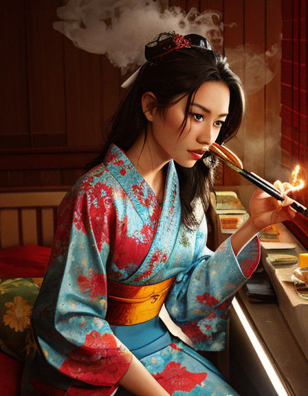 Film Noir Siren in a Flaming Storm