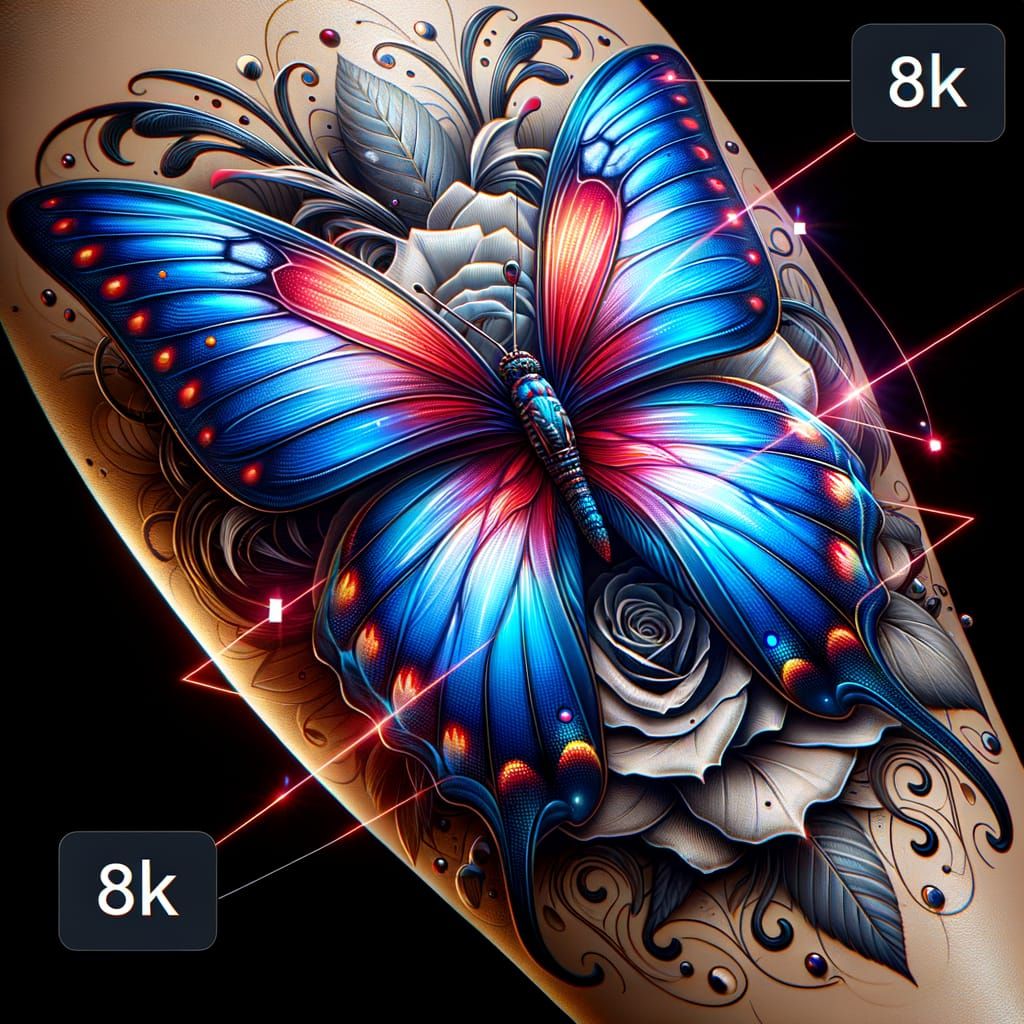 Breathtaking Butterfly Tattoo Design in Early Animation Styl...