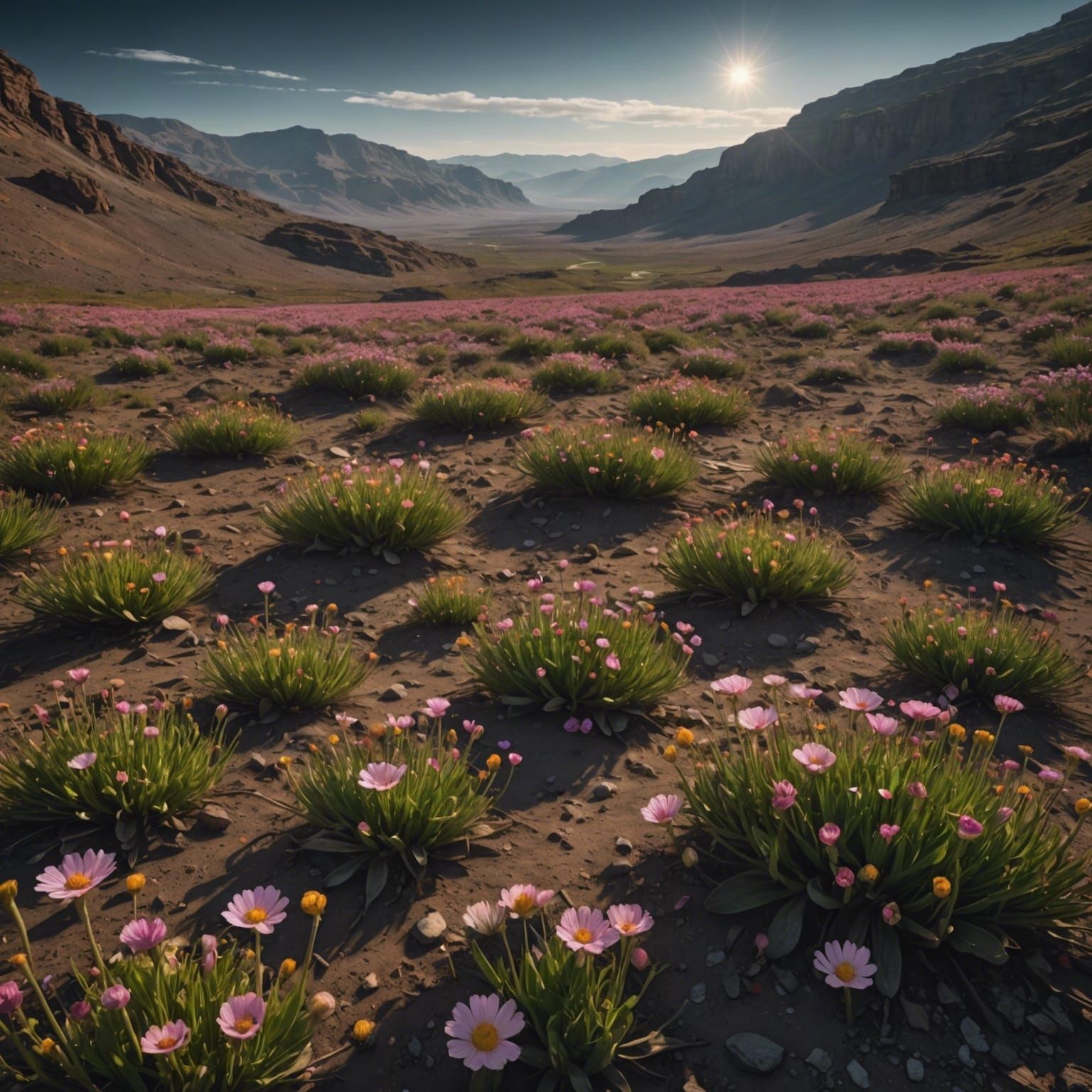 Blooming Flowers on Proxima Centauri b: Hyperrealistic HDR