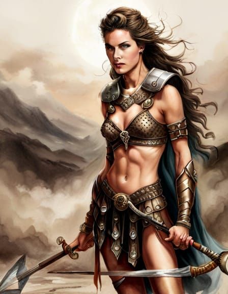 Female Gladiator Pierced by Arrow in Arena