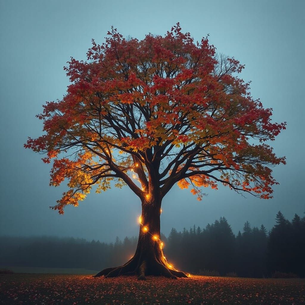 Majestic Tree Bathed in Golden Light