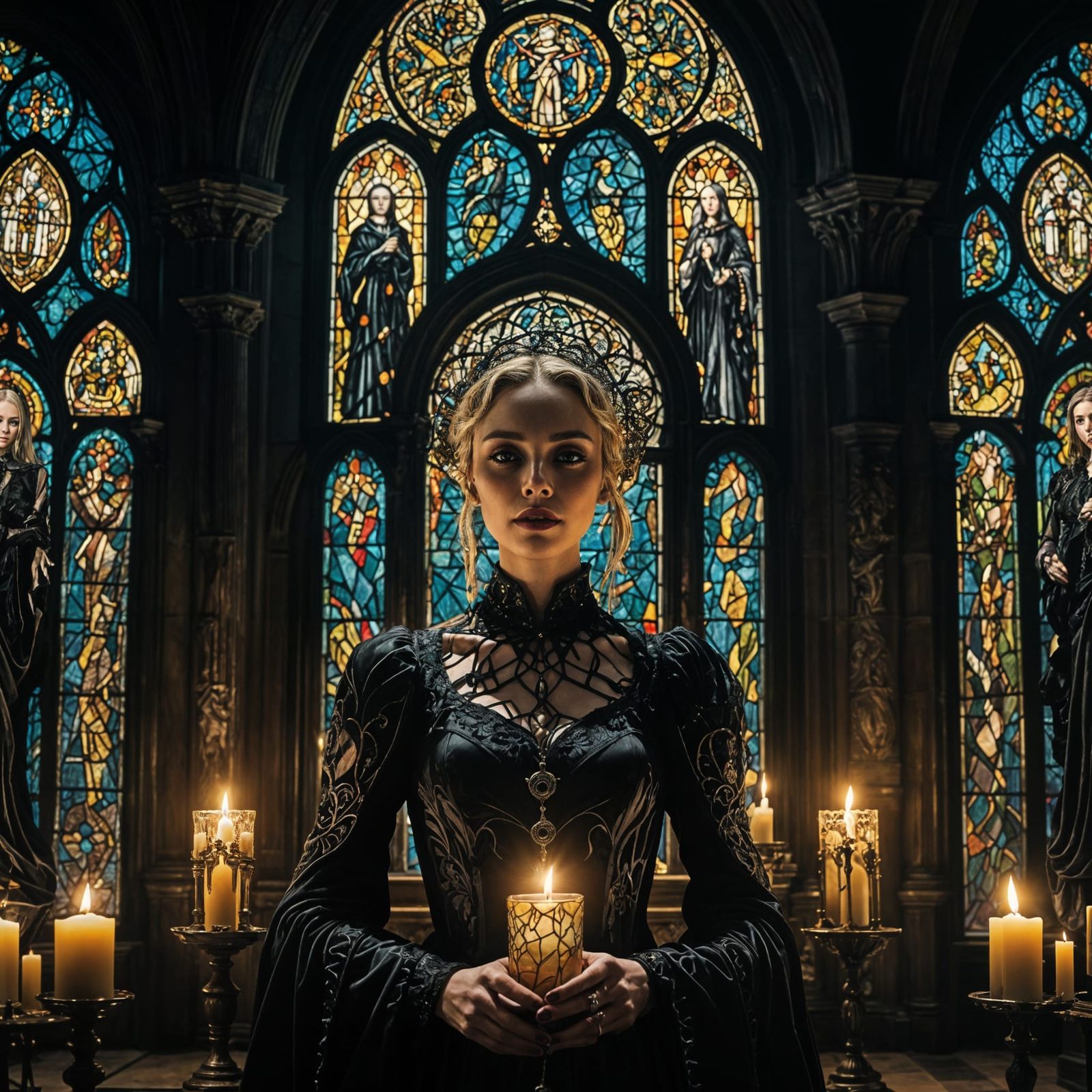 Gothic Woman Portrait in Tim Burton Style