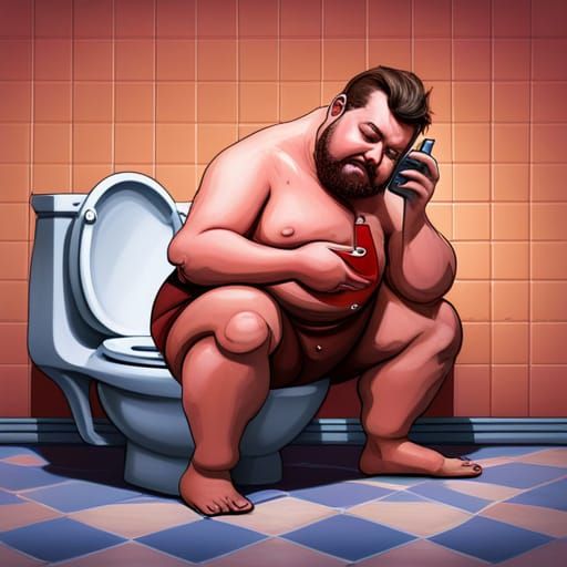 Hyperrealistic Image of Person on Toilet