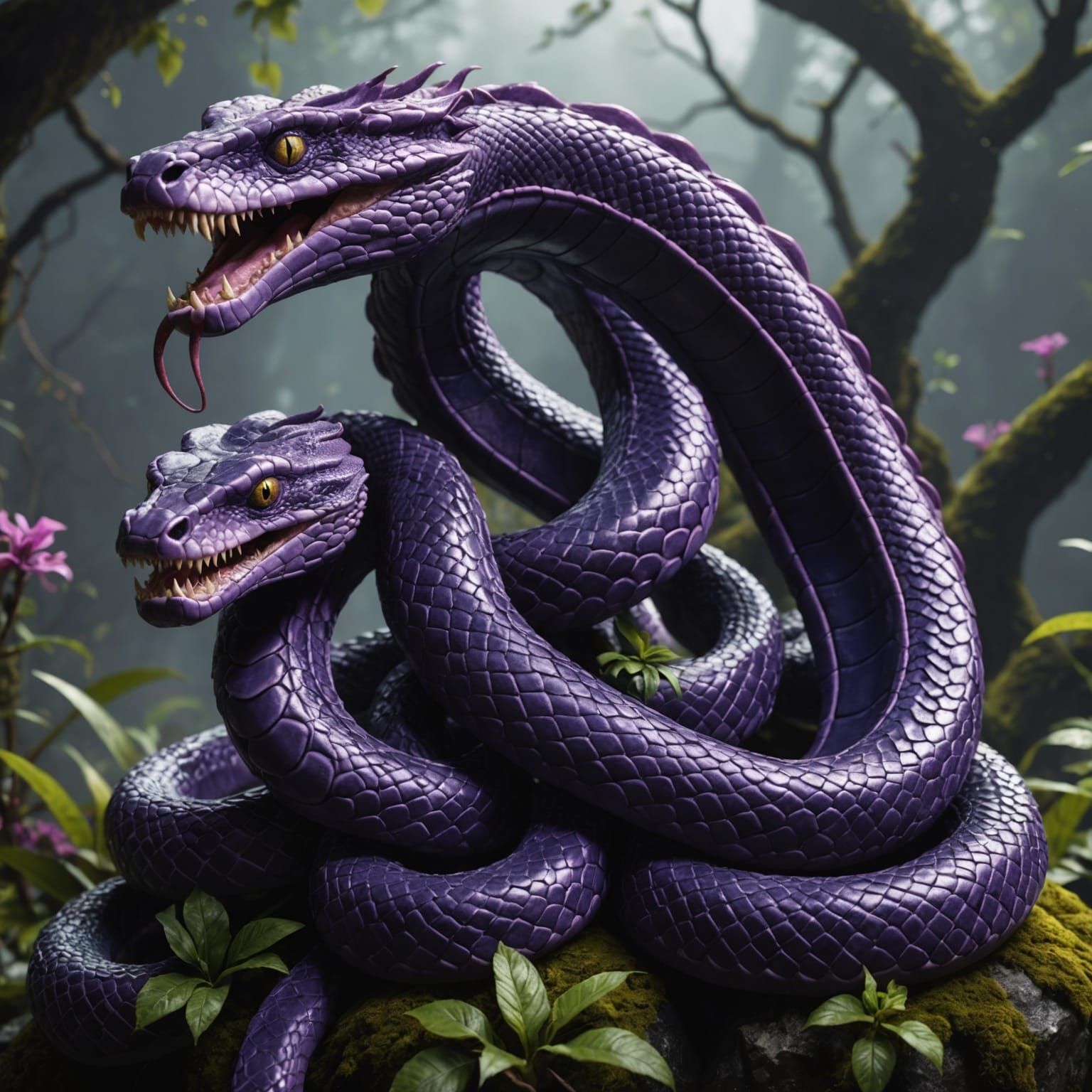Epic Purple Hydra Fantasy Concept Art