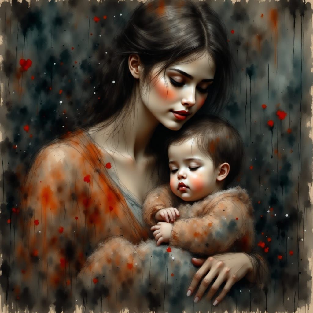 Serene Mother and Child in Gentle Light