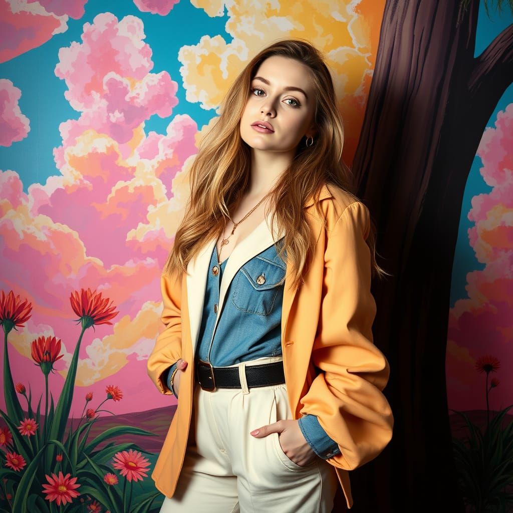 Sabrina Carpenter Portrait in Mixed Media Style