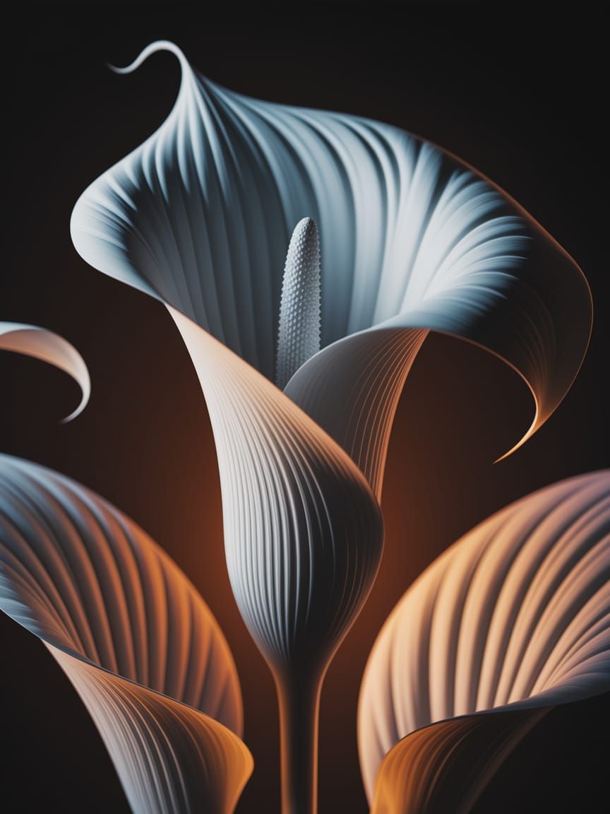 Realistic Black and White Calla Lily Flower Drawing