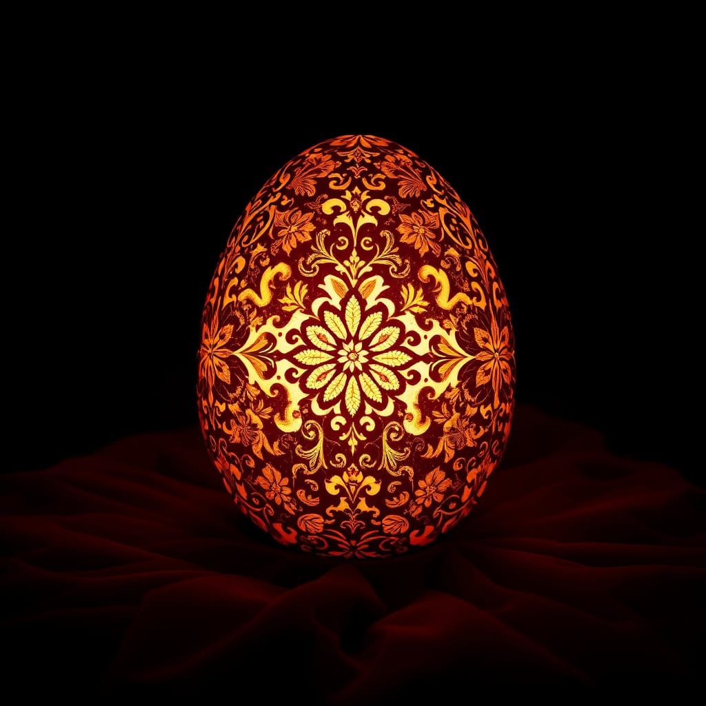 Ethereal Monochromatic Qajar Egg in Dreamy Light