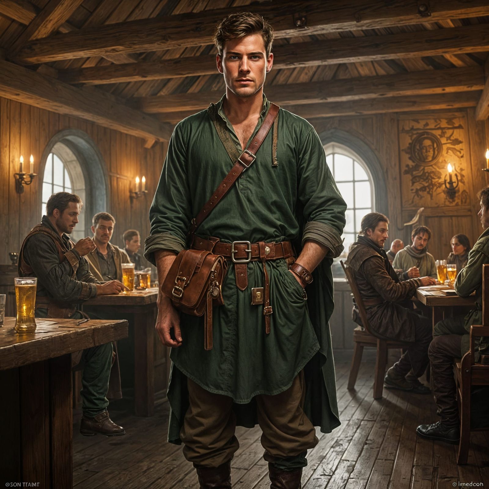 Fantasy Merchant Tobin Hargrave in Tavern Portrait