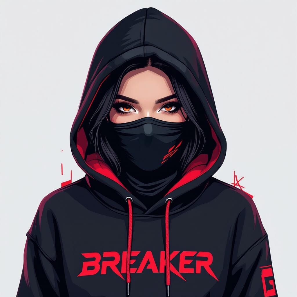 Cyberpunk Woman in Black and Red Dream Breaker Hoodie