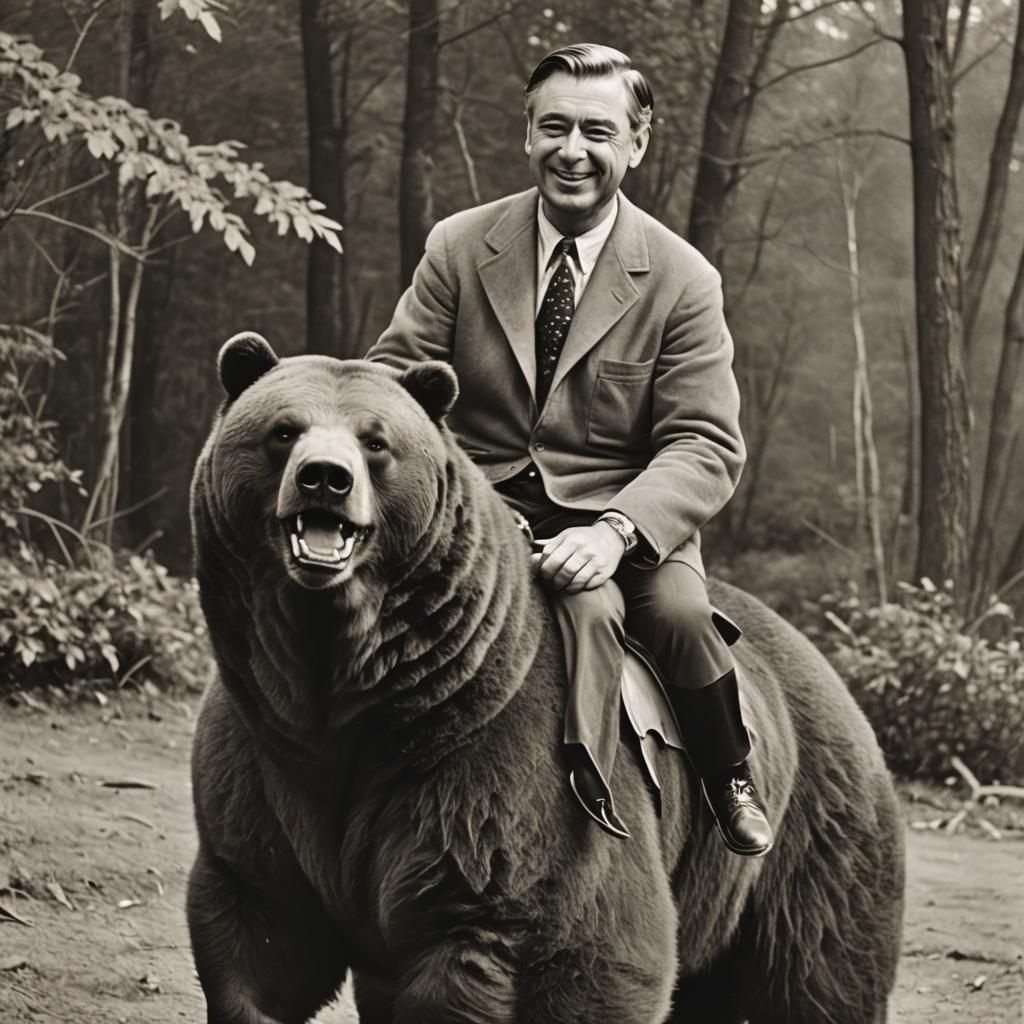 Batman Fred Rogers Rides Grizzly Bear