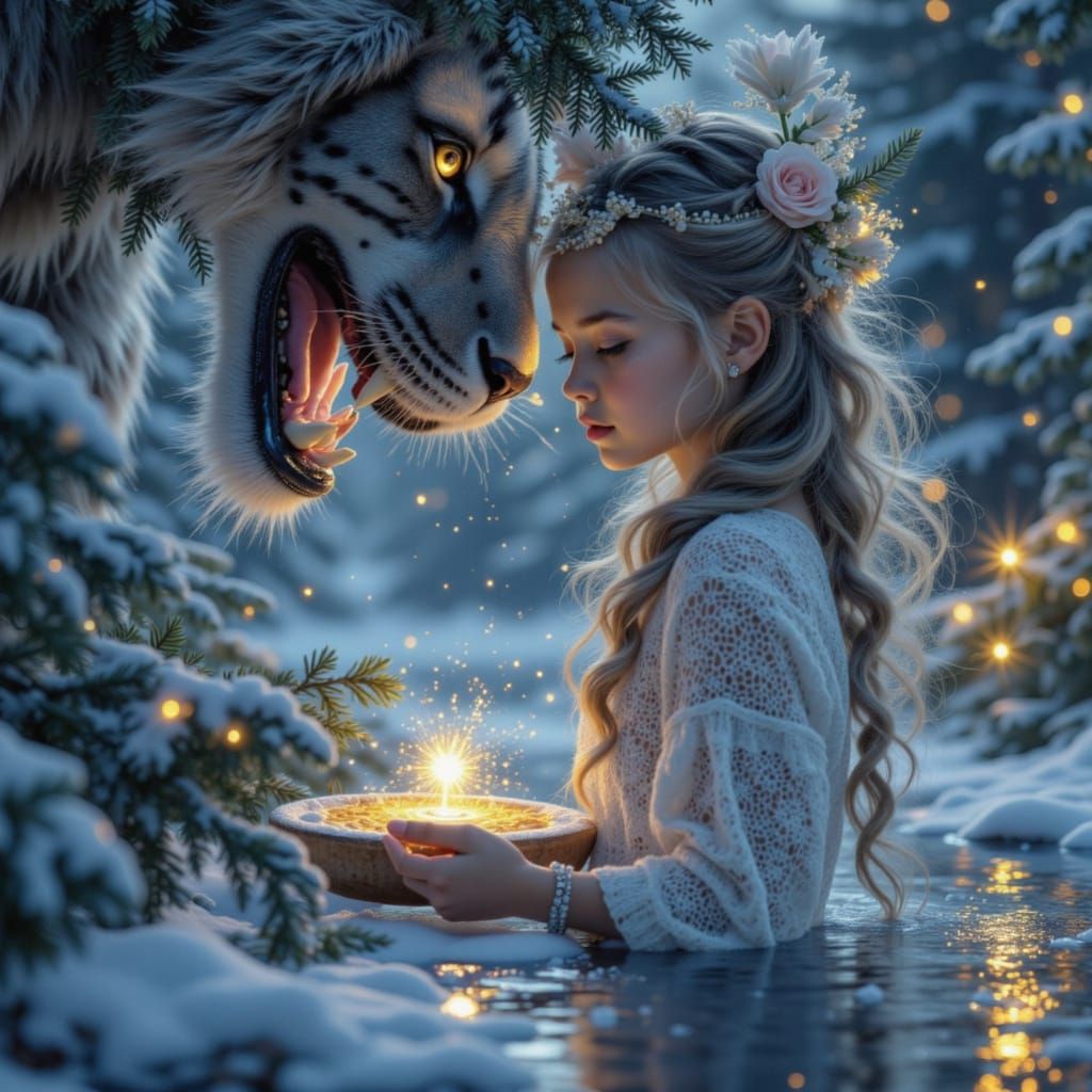 Majestic Snow Tiger Offering at Mystical Shrine