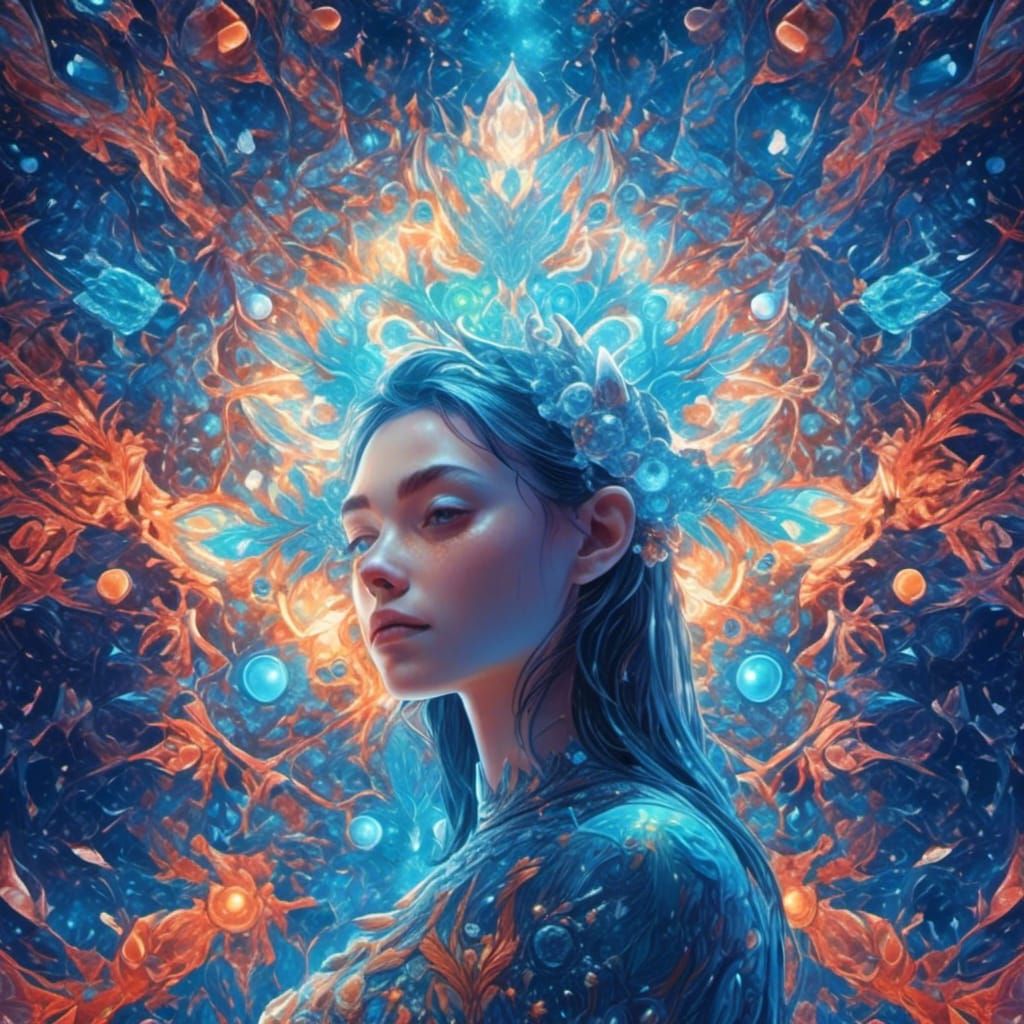 Pika Lady in Holographic Astral Cosmic Illustration