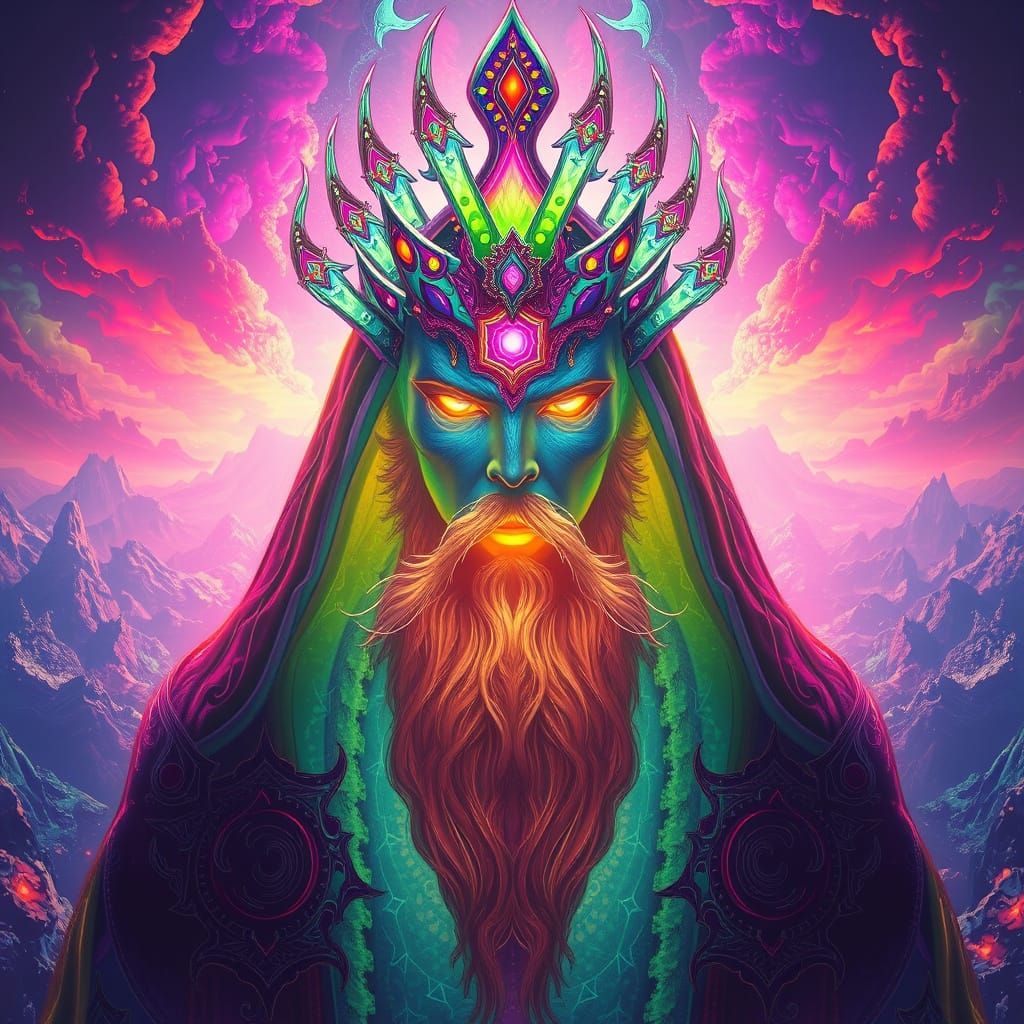 Majestic Figure in Iridescent Splendor