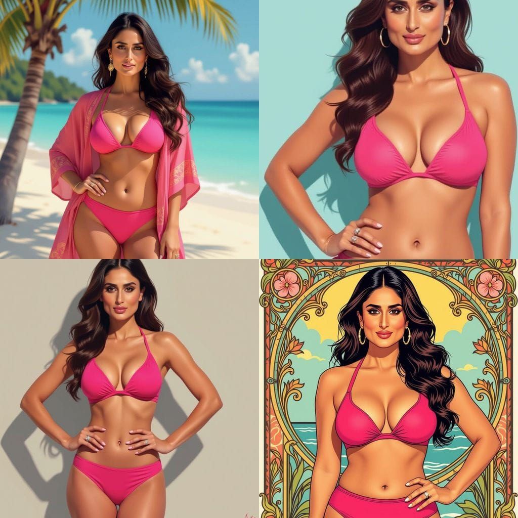 Plus-Size Woman in Pink Bikini: A Full Body Image