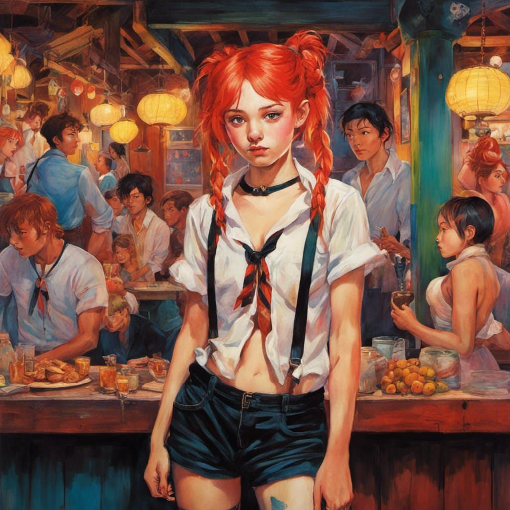 Confident Pippi Longstocking in Colorful Pop Art