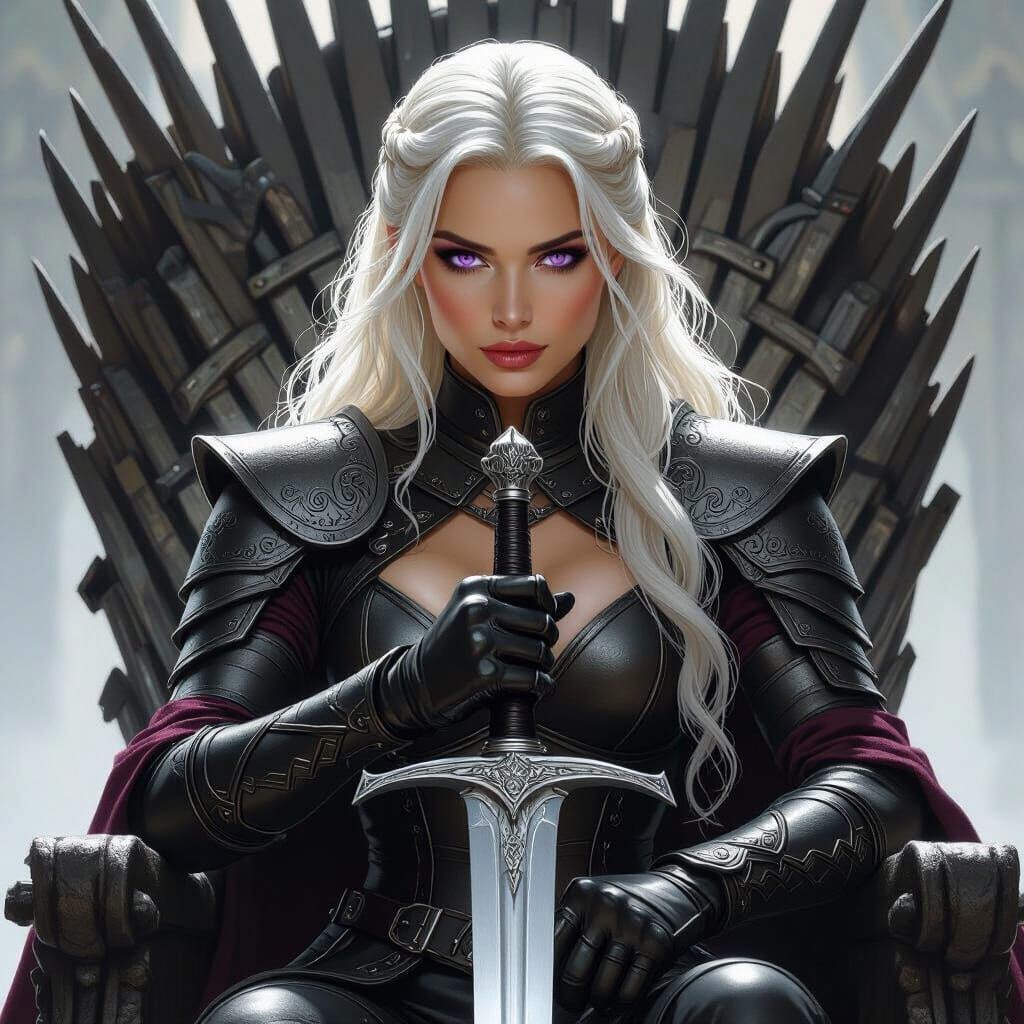 Targaryen Woman on Iron Throne, Dramatic Digital Art