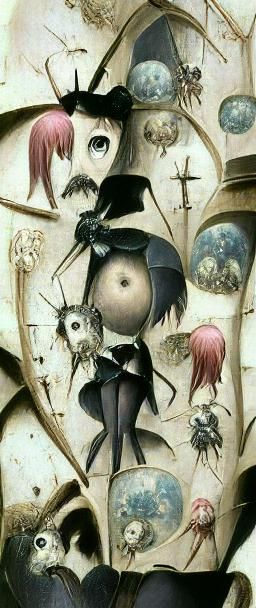 Gothic Cartoon Scene with Spiders and Skulls