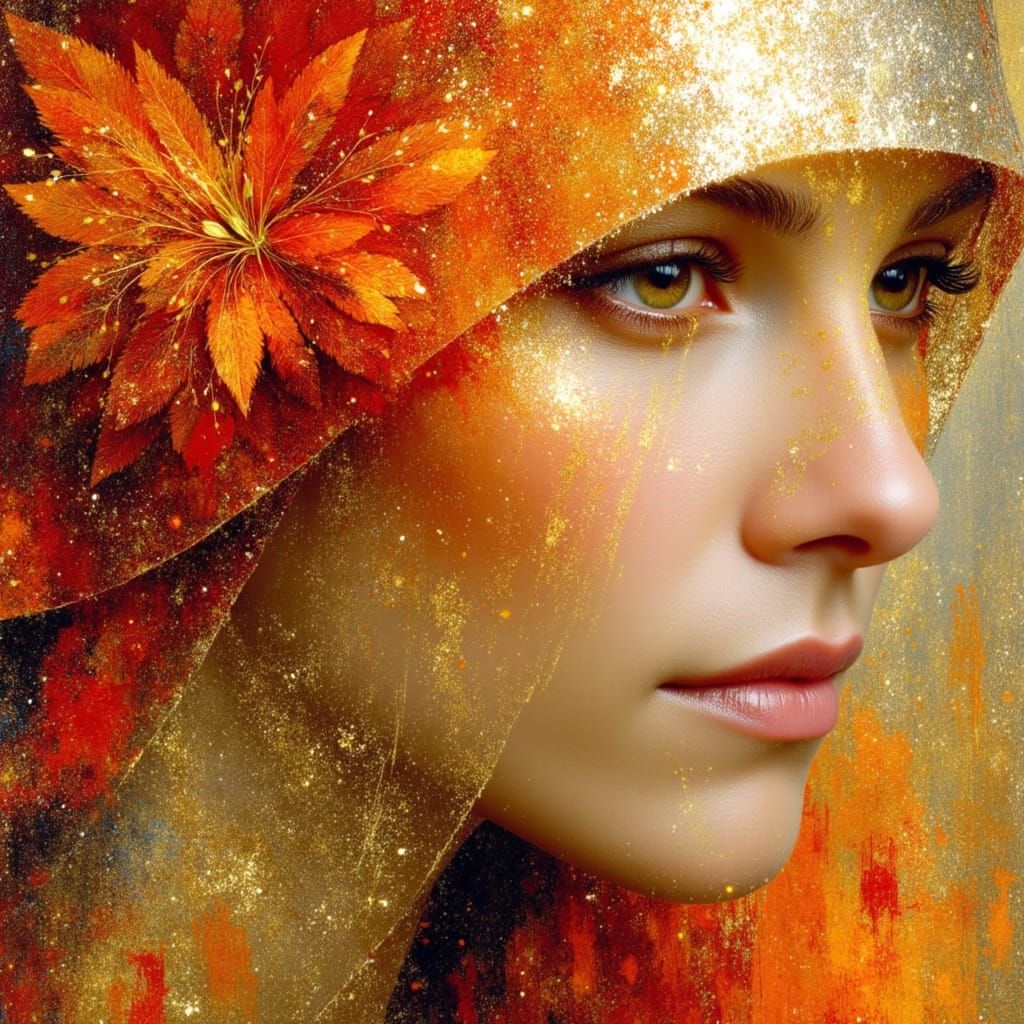 Whimsical Fae Goddess in Golden Hues