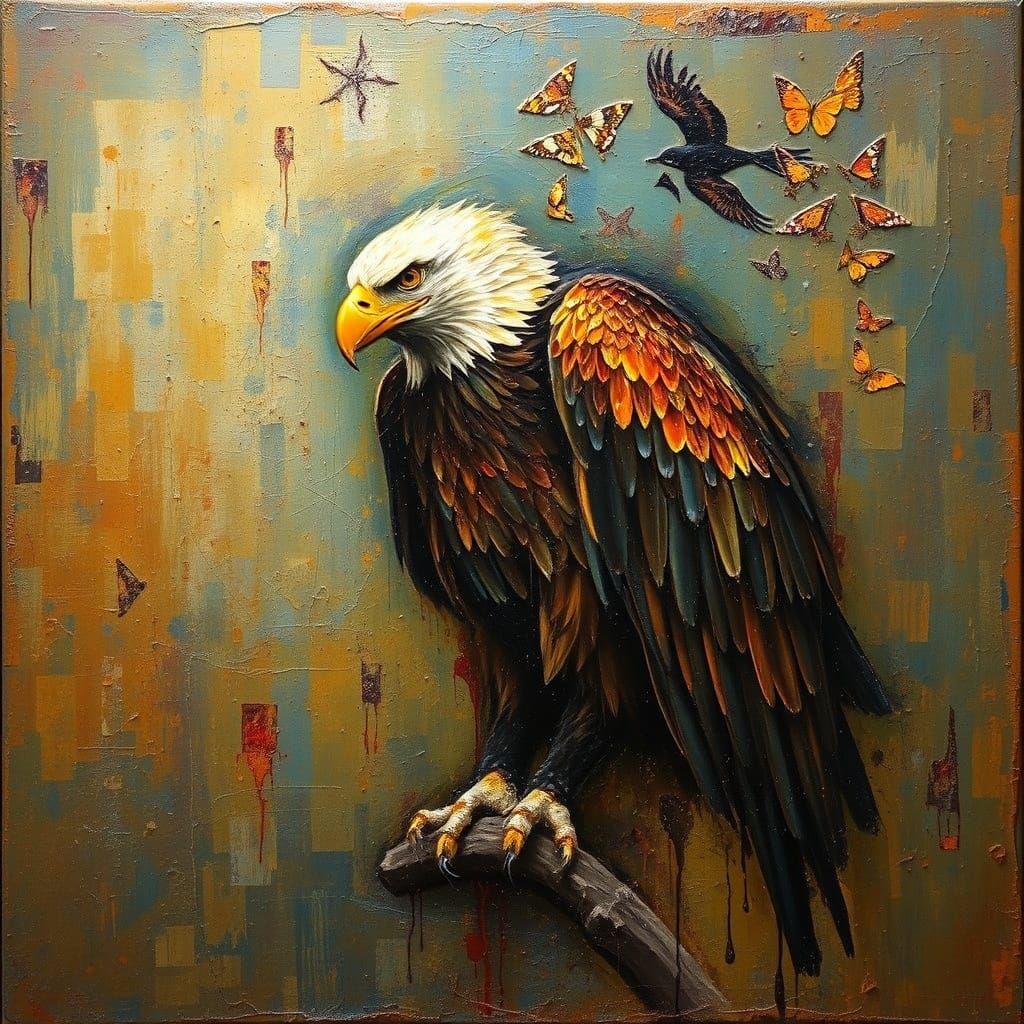 Mystic Eagle in Expressionist Impasto Painting