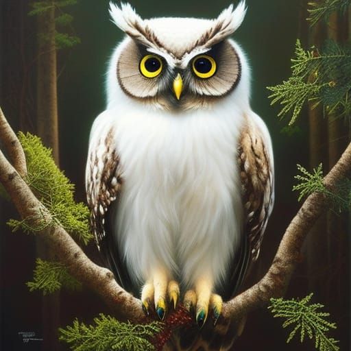 Adorable Owl Wizard in Enchanted Forest