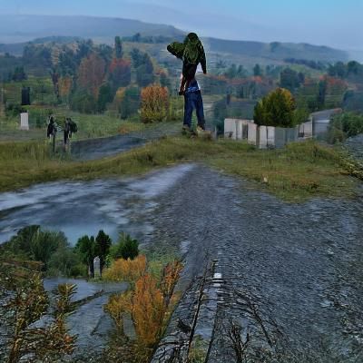 Desolate Figure in Barren Landscape