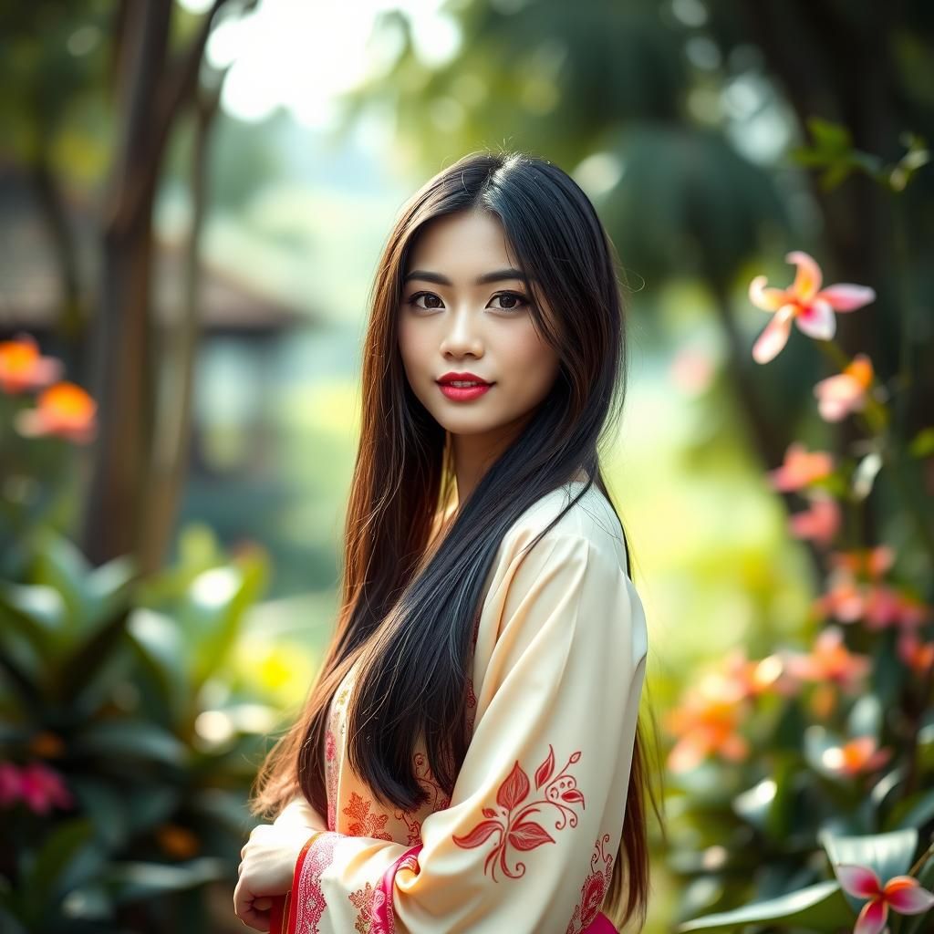 Stunning Thai Woman in Traditional Dress Portrait
