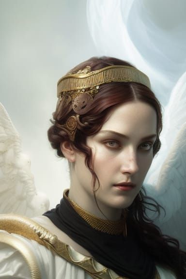 Melinoe: Greek Goddess Portrait in Art Nouveau Style