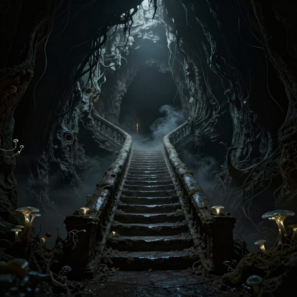 Endless Twisted Staircase into a Dark Cave