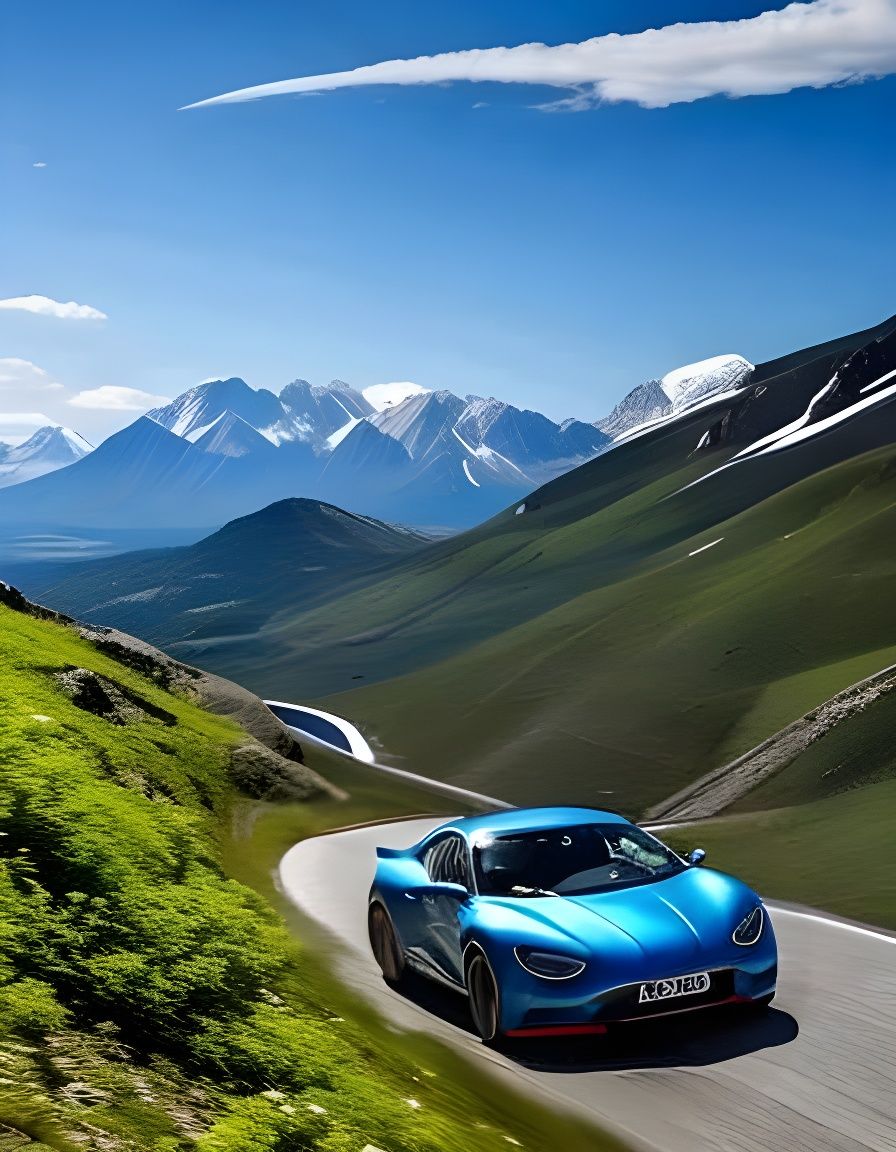Blue Alpine A110 Driving in Carpathian Mountains