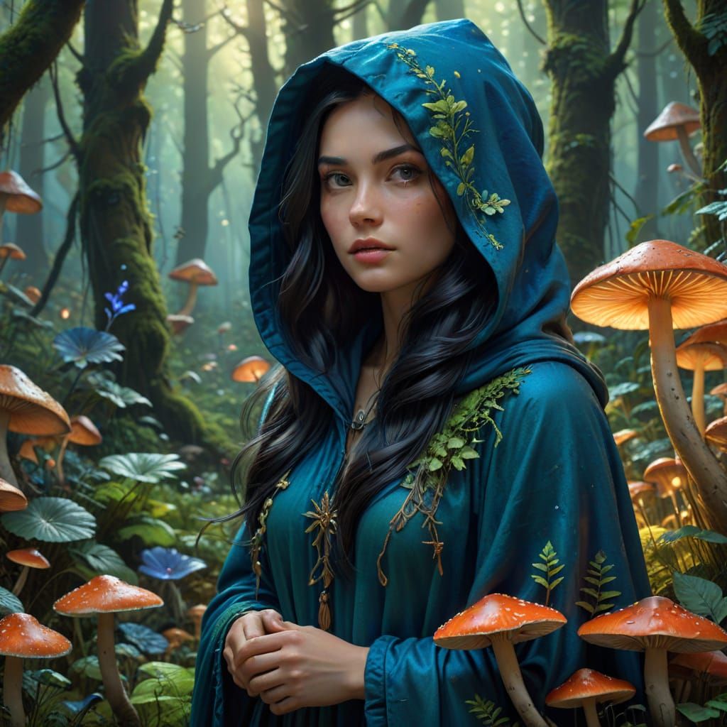 Surreal Fantasy Goddess in Lush Forest