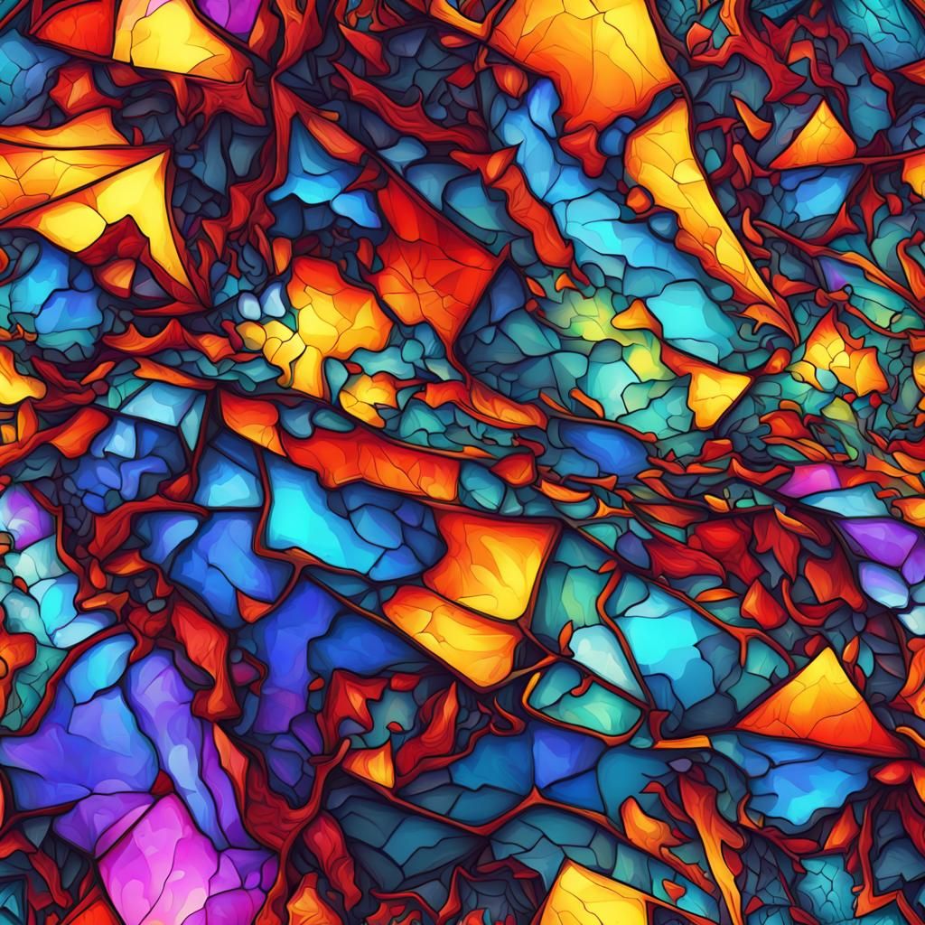 Psychedelic Shattered Glass Seamless Pattern in Bold Colors