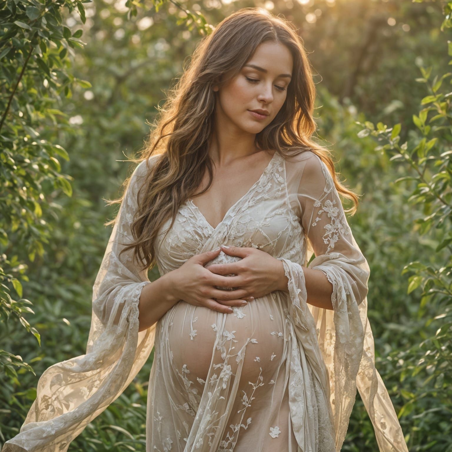 Beautiful Pregnant Woman Holding Her Belly