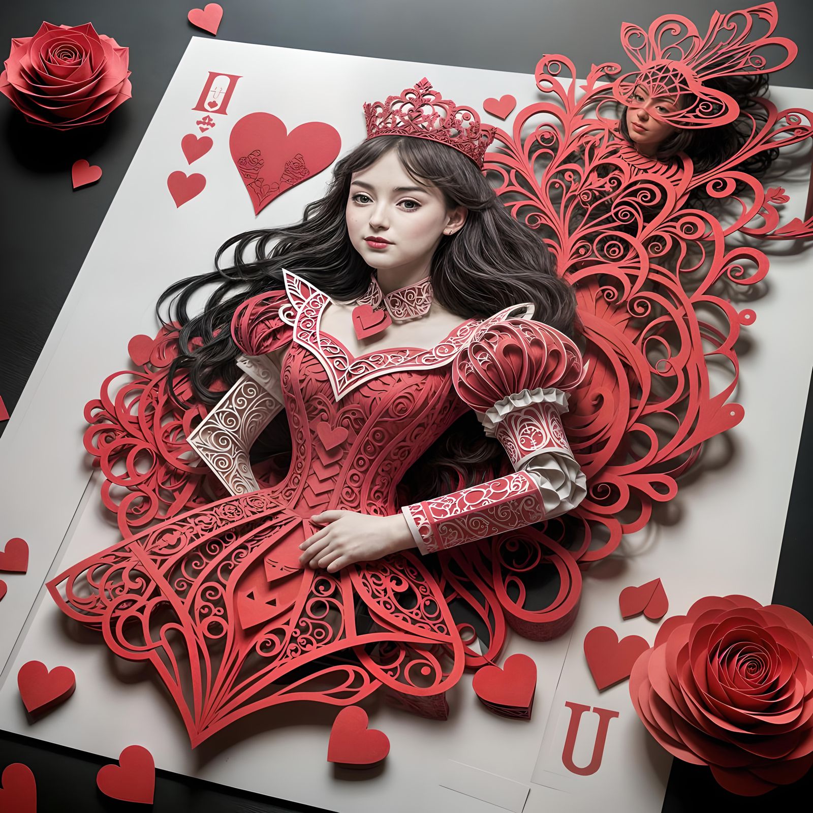 Kirigami queen of hearts