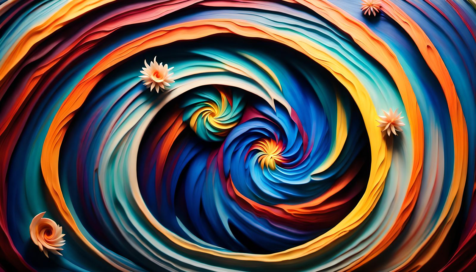 Dynamic 3D Star-Flowers in Rich Impasto Style