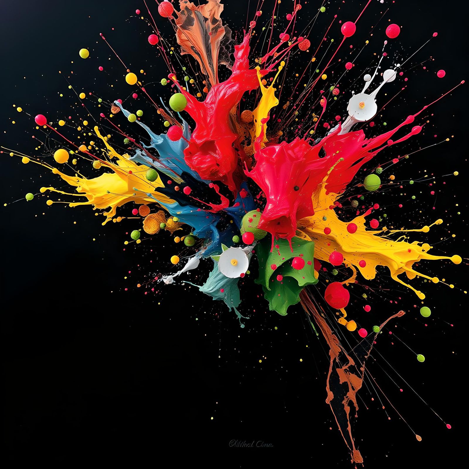 Abstract Splashes in Impasto Style