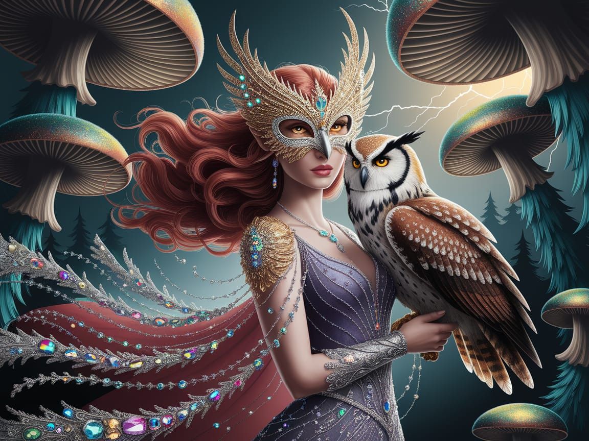 Majestic Fairy Woman in Dark Fantasy Forest