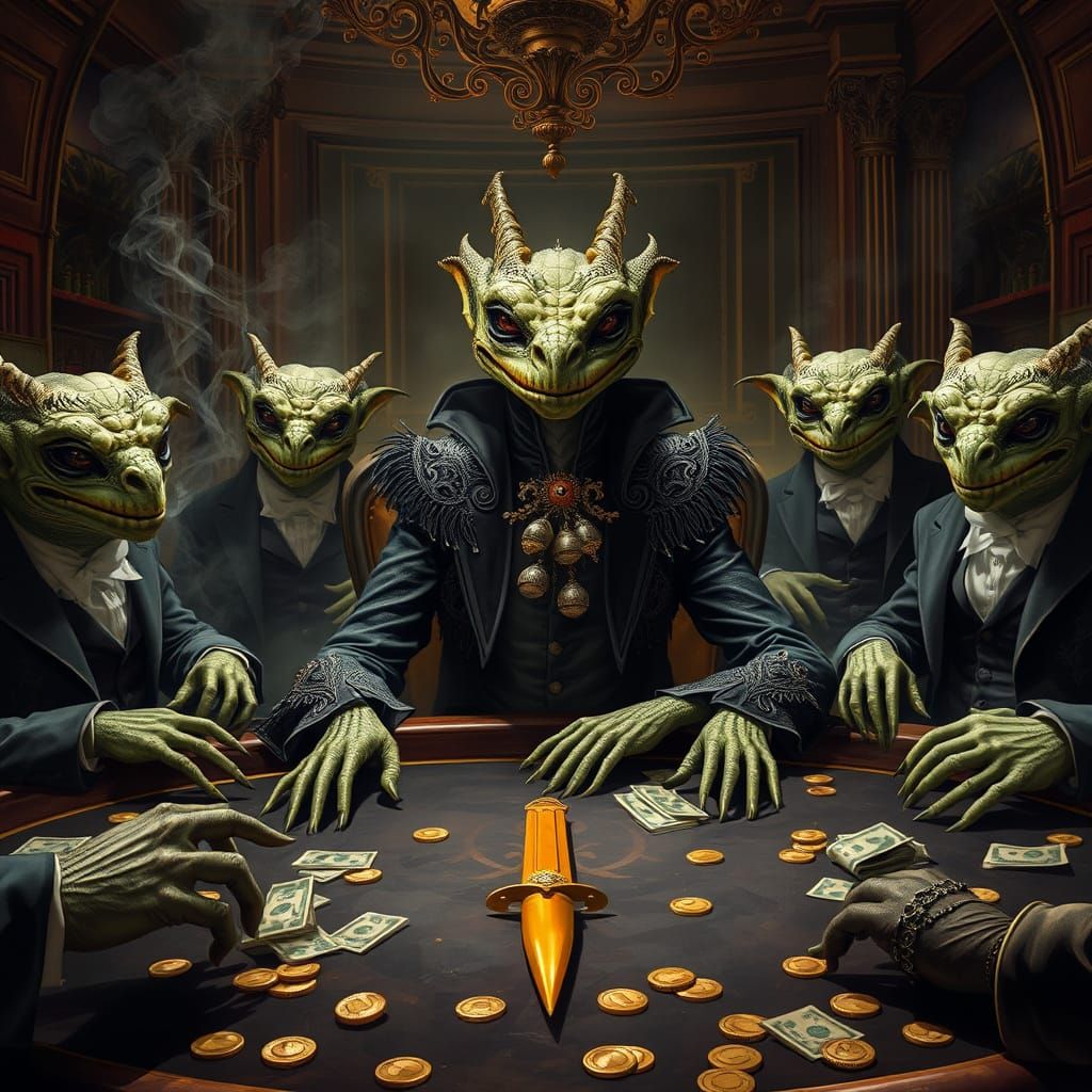 Reptilian Lady Gambles with Gringotts Goblins