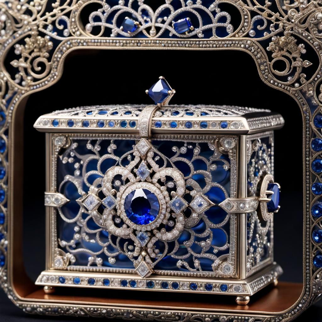 Sapphire Handled Pandora's Box in Pointillist Style