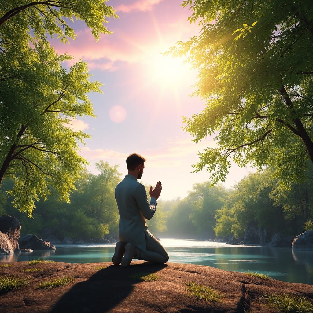 A Serene Figure in Contemplative Prayer