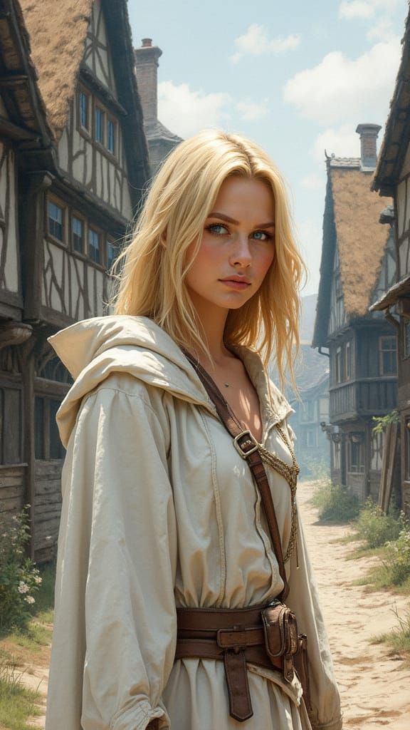 Ethereal Adventurer in Medieval Watercolour