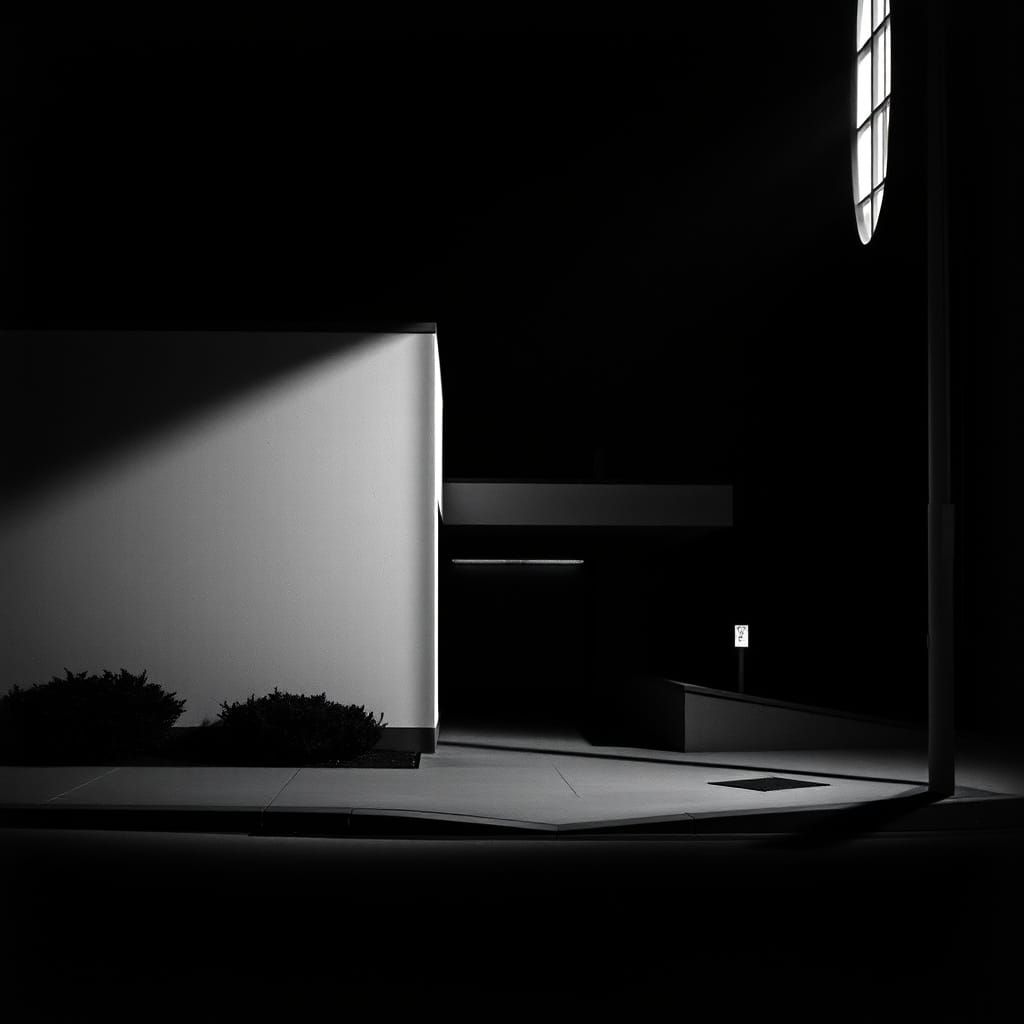 Dramatic Monochromatic Scene Inspired by Film Noir