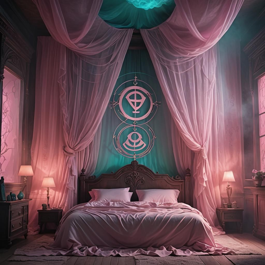 Enchanted Bed Concept Art in Fantasy Style