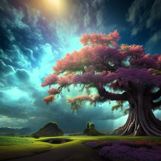 Epic World Tree in Brilliant Cinematic Style