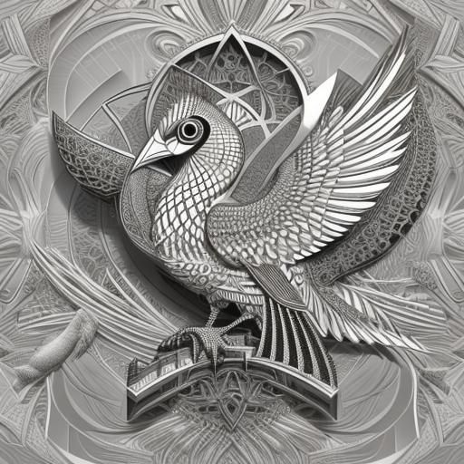 Abstract Bird Fractal with 3D Shading