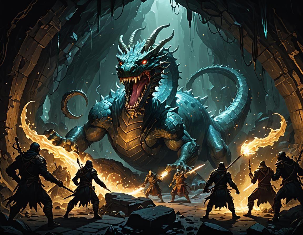 Wurm Battle in Crystal Cave