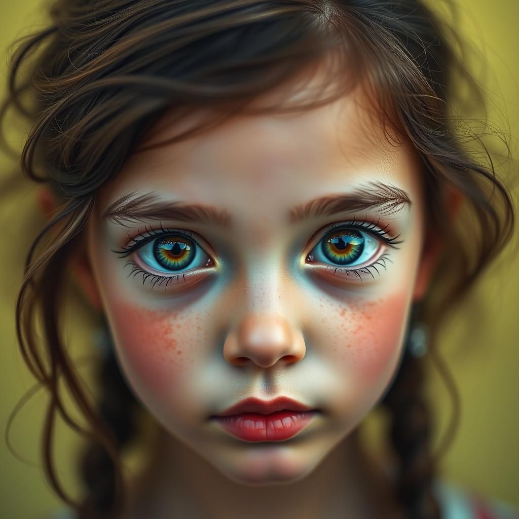 Dreamy Wide-Eyed Girl: A Surreal Portrait