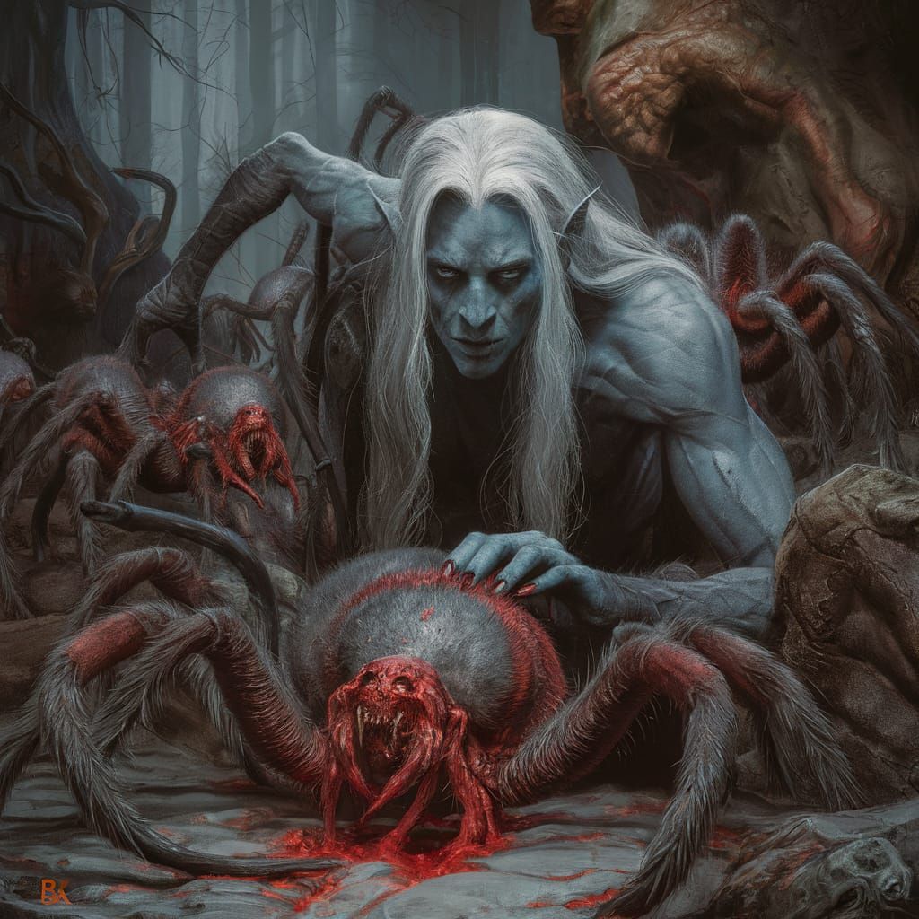 Drow Dark Knight in Eerie Spider Forest