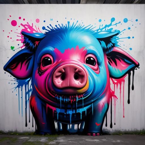 Suckling Pig in Graffiti Splash Art Style
