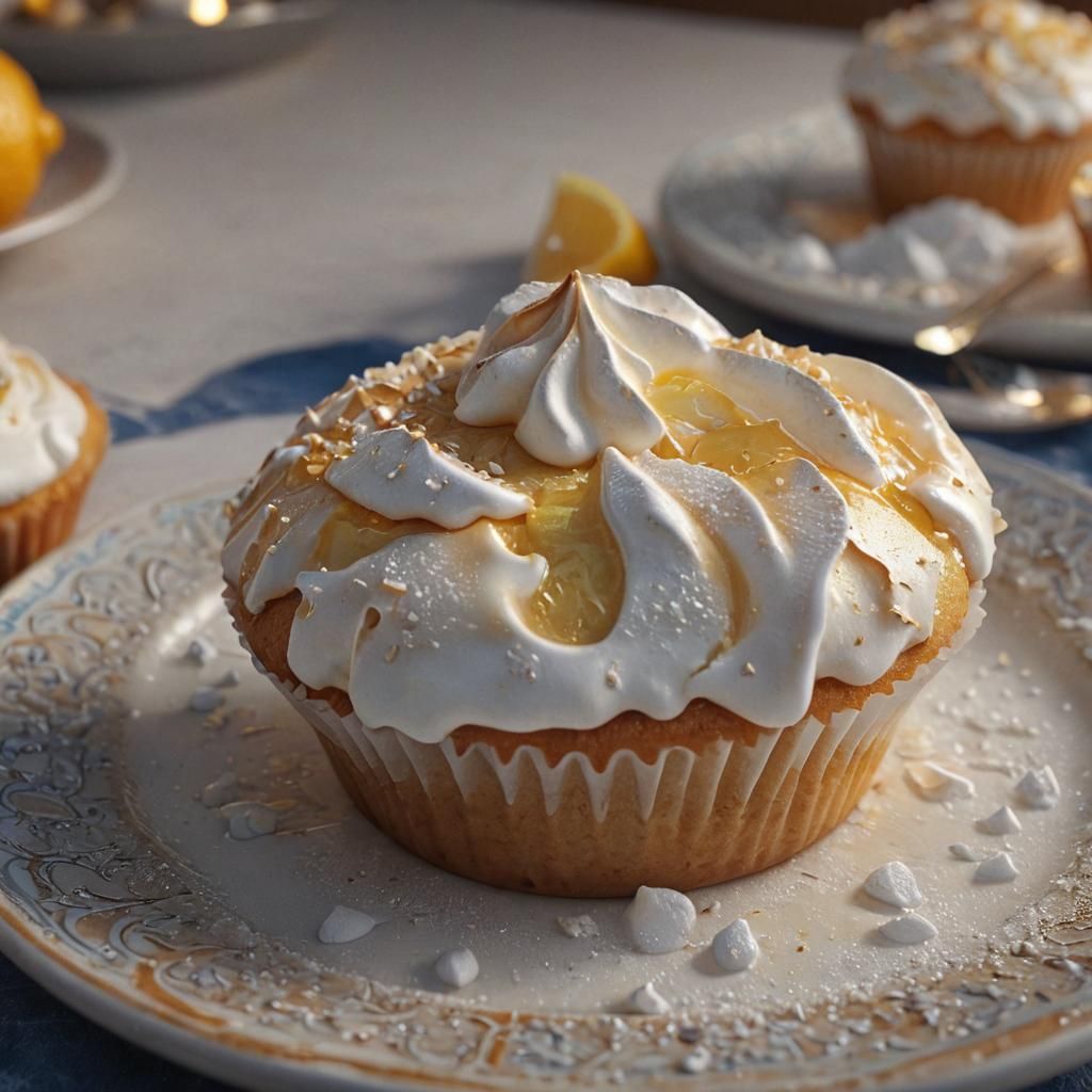 Lemon Meringue Muffin: Hyper-Realistic Kitchen Still Life